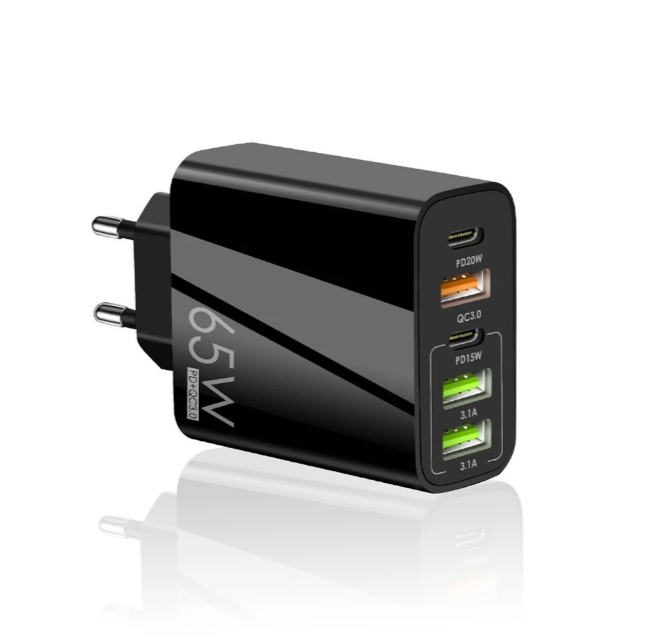 F002 65W 5-Port USB PD Charger 3USB-A+2USB-C PD QC3.0 Fast Charging Wall Charger Adapter EU Plug for iPhone 12 13 14 14 Pro for Samsung Galaxy S23 for