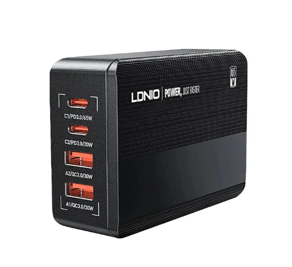 [GaN Tech] LDNIO PD65W 4-Port USB PD Charger Dual USB-A+Dual USB-C QC3.0 PD3.0 PPS AFC FCP SCP Fast Charging Desktop Charging Station EU Plug US Plug