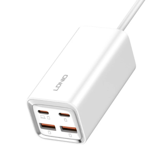 LDNIO PD65W 4-Port USB PD Charger Dual USB-A+Dual USB-C QC3.0 PD3.0 PPS AFC FCP SCP Fast Charging Desktop Charging Station EU Plug US Plug for iPhone