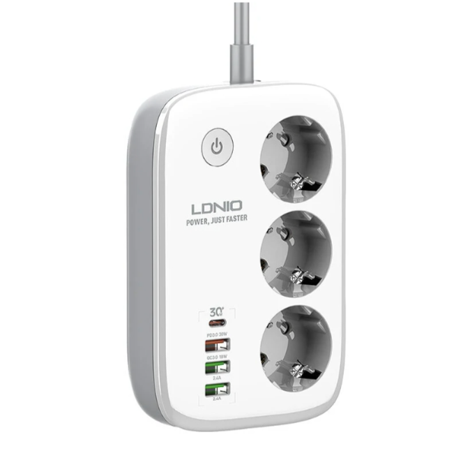 LDNIO Smart WiFi Power Strip Extension Cable Timing Adapter with 3 EU Plug 4 USB Port for Phone Tablet Computer