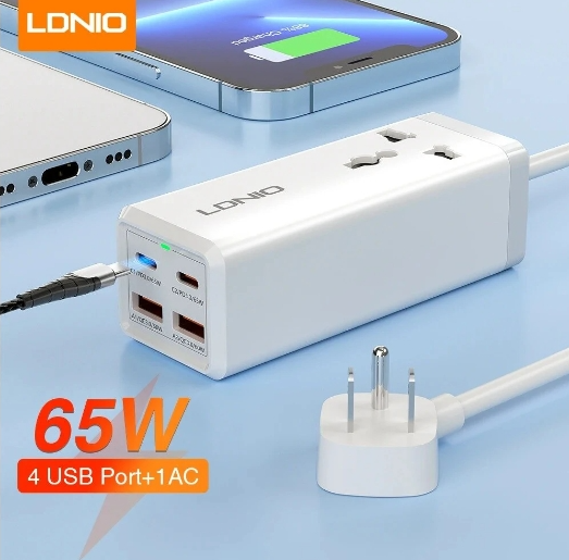 LDNIO 65W USB C Charger 4 Ports USB Output Desktop Power Strip For Laptop/Macbook/1pad/Camera/Cell Phone Fast Charge Charger