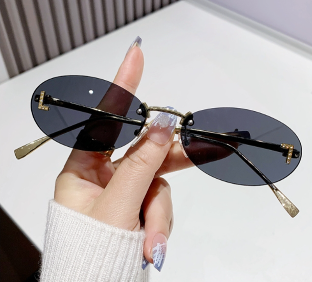European and American Y2K hot girls concave shape retro fashion sunglasses frameless anti-UV street photography outdoor cross-border sunglasses
