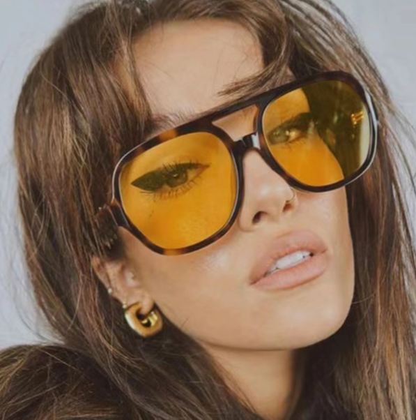 European and American new glasses trend retro double bridge sunglasses ins ocean piece personalized large frame internet celebrity sunglasses