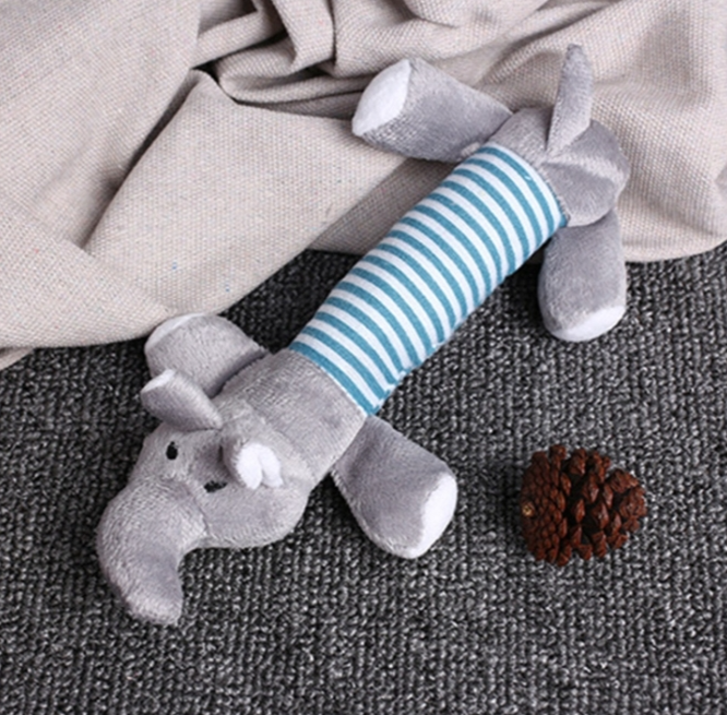 Animal cute long striped plush sound making pet toy