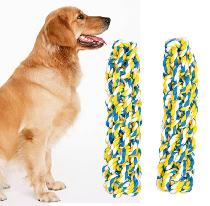 2 PCS Pet Toys Handmade Twist-Shaped Dog Teething Cotton Rope Corn Cob Toy