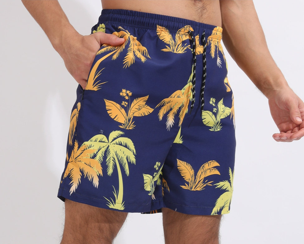 New men&#039;s casual beach sports shorts printed double-layer shorts men&#039;s anti-glare plus size