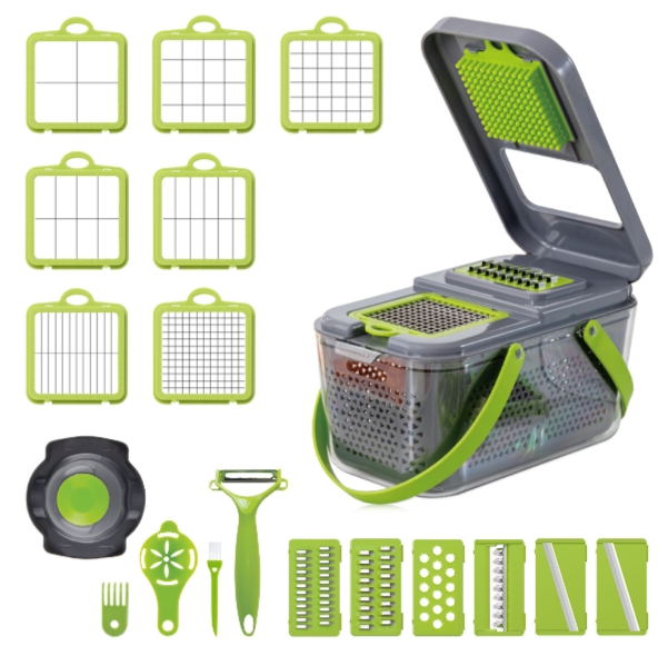 22-in-1 Multifunctional Vegetable Cutter Shredder Onion Potato Dicer with 13 Stainless Steel Blades
