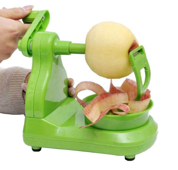 Multi-functional hand crank fruit peeler