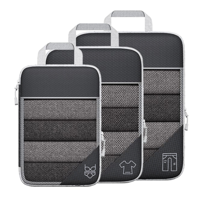 Travel Compressible Storage Bag Organiser Set with Shoe Bag Mesh Visible Luggage Organiser Storage Bag