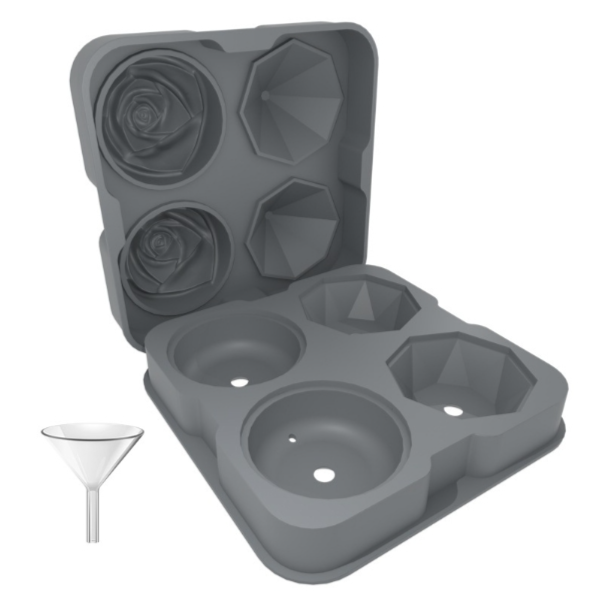 4 Holes Rose Diamond Shape Cocktail Ice Cube Mould Silicone Ice Ball Maker