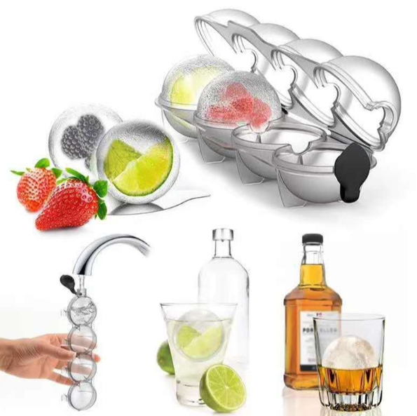 3 for sale 4 holes ice ball model whisky vodka round ice box spherical ice lattice moulds