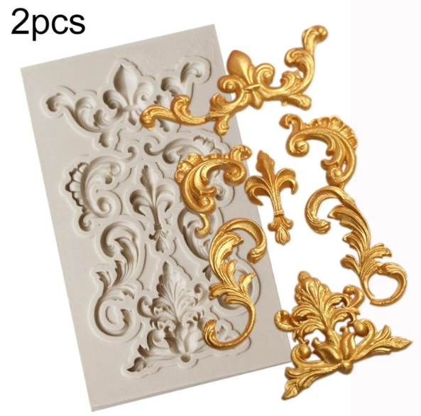 2 Pieces One Sale Embossed Silicone Fondant Mould Cake Decoration Tools Chocolate Moulds