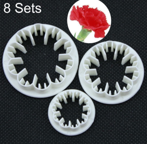8 Sets Sold 3 in 1 Carnation Plastic Cookie Moulds Flip Cake Decoration Moulds