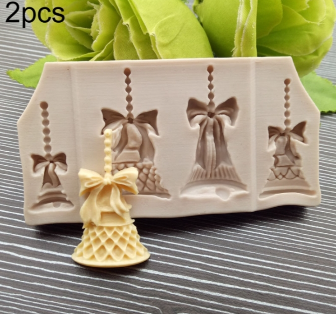 2pcs for sale Christmas bells chocolate candy biscuits cake decorating tools DIY baking and fondant food grade silicone moulds
