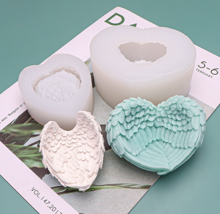 Heart Angel Wings Silicone Mould Baking Ice Cream Candle Aromatherapy Moulds
