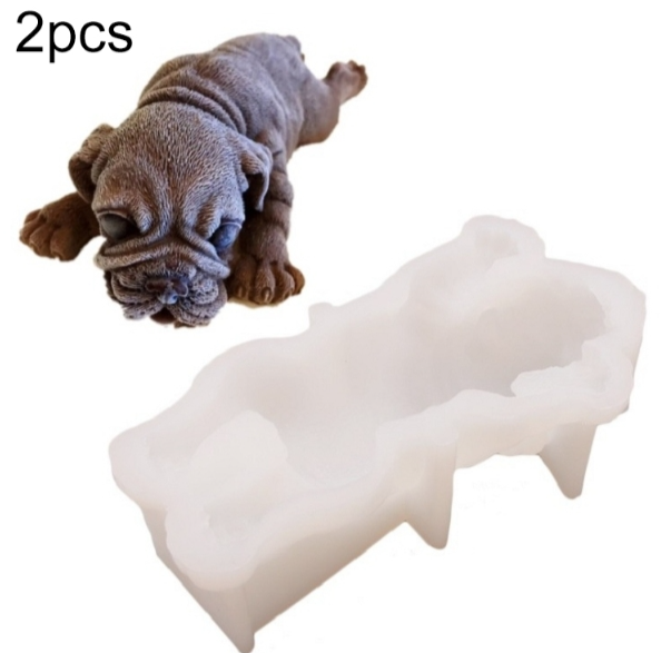 2 pieces sold 4-inch Shar-Pei mousse cake silicone mold 3D ice cream mold Dirty dog chocolate mold