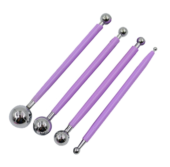 4-in-1 stainless steel ball carving set pill stick fondant clay colored mud carving tool set