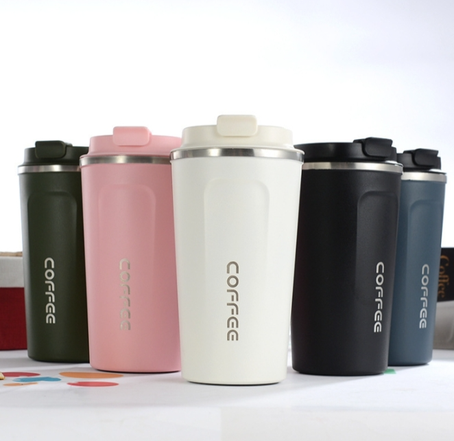 Double-layer 304 stainless steel coffee cup travel thermos 380ml