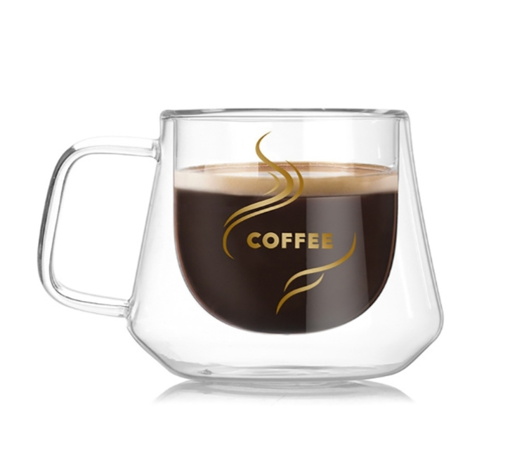 Double-layer insulated office cup, insulated double-layer coffee mug, glass cup