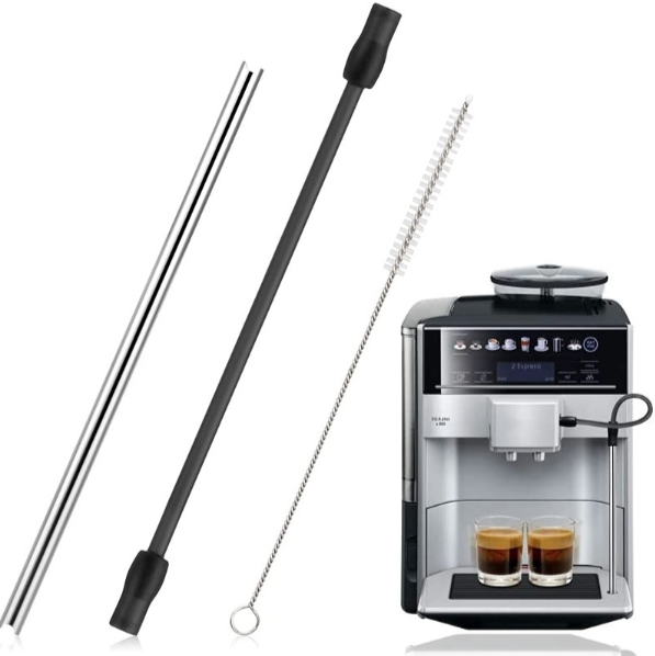 Replacement hose + cleaning brush set for Bosch VeroAroma and Siemens EQ.6 series coffee machines (dark grey)