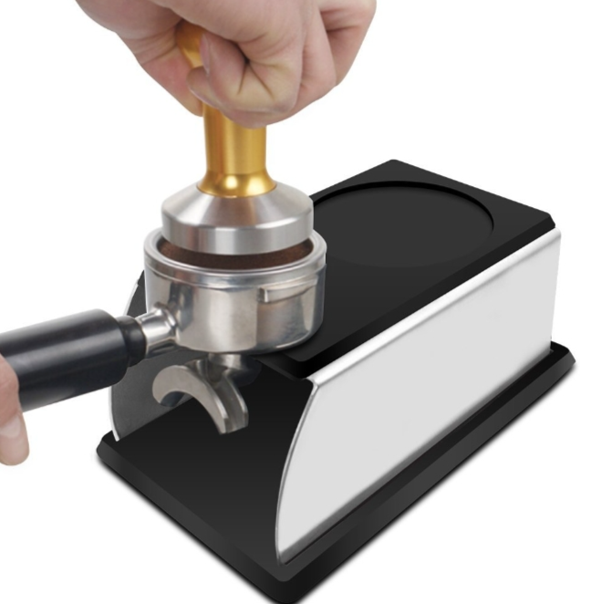 Stainless Steel Silicone Coffee Drop Proof Holder Barista Tool Powder Press Pad Powder Hammer Pad