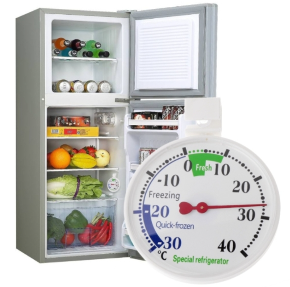 Domestic hanging refrigerator freezer thermometer