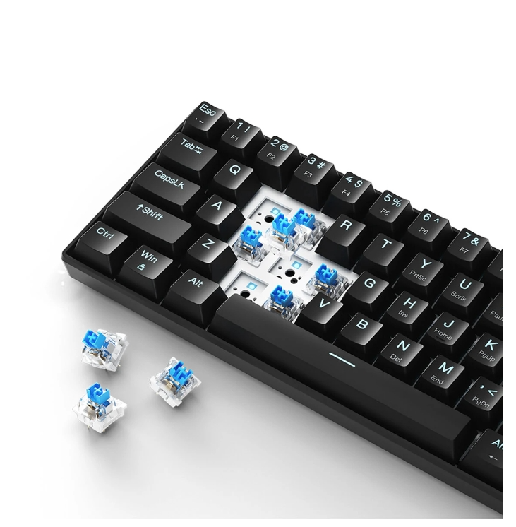 iBlancod K61 61 Keys Wired Mechanical Gaming Keyboard Hot Swappable Red/Blue Switch LED Backlit NKRO Type-C Ergonomics Gaming Keyboard for Home Offic