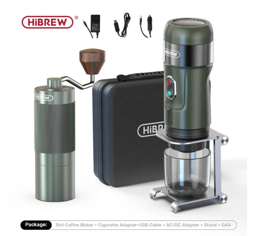 HiBREW Wireless Electric Portable Espresso Coffee Machine for Car &amp; Home Camping Coffee Maker Fit Nespresso Dolce Capsule Powder