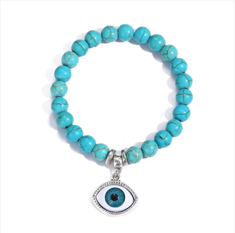 eye Women&#039;s Beaded Bracelet with Turquoise in Ethnic Style