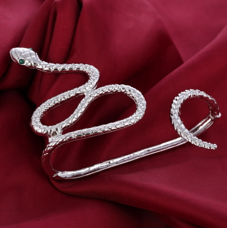 Snake-shaped Cuff Bangle with Exaggerated Vintage Antique Finish Jewelry