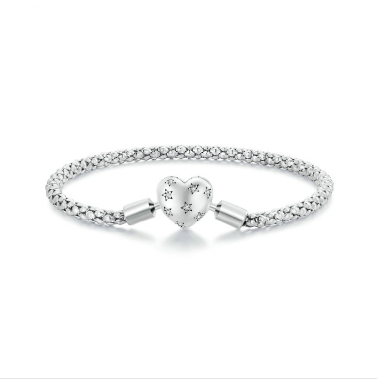 S925 Sterling Silver Plated White Gold Heart Base Chain Jewelry Accessory