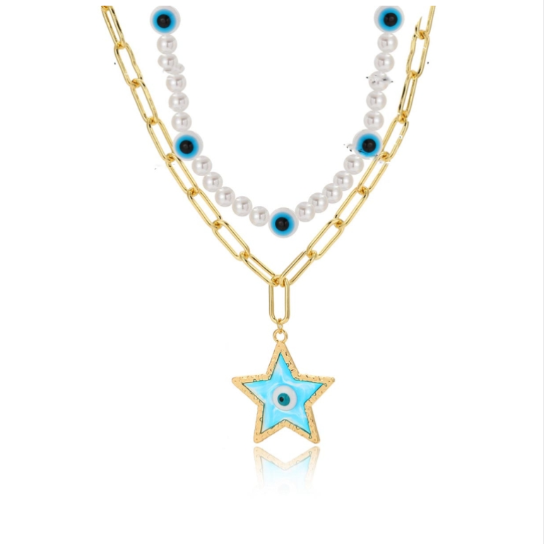 Double Layer Five-Star Eye Design Women&#039;s Elegant Necklace Choker