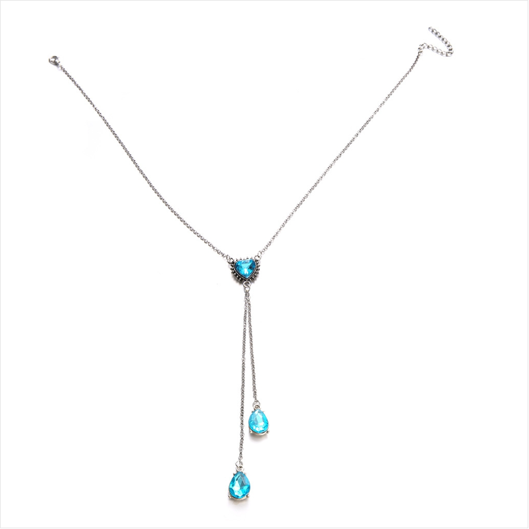 Personalized Sky Blue Heart-shaped Gemstone Pendant Women&#039;s Necklace