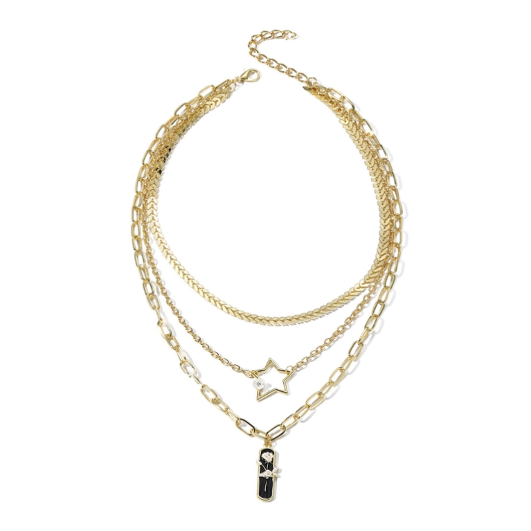 Five-Star Triple Layer Women&#039;s Metal Elegant Necklace Choker