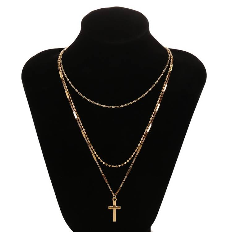 3-layer women&#039;s necklace cross