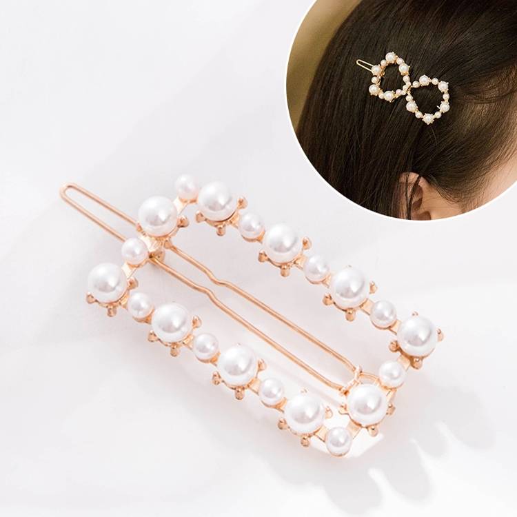 Geometrically irregular pearl hair clip for women&#039;s exquisite hair accessories (rectangular)