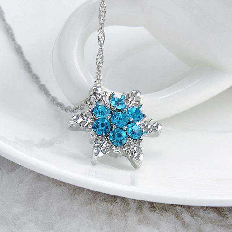 Charming Retro Crystal Snowflake Zircon Silver Necklace Women&#039;s Pendant Jewelry Gift