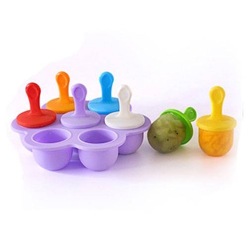 Silicone Mini Ice Pops Mold Ice Cream Ball Lolly Maker Popsicle Molds Baby DIY Food Supplement Tool(Light Purple)
