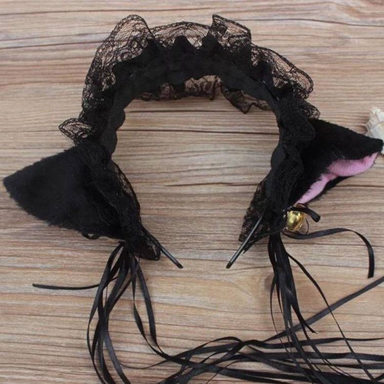 Cute lace Cat&#039;s ears (Steamed cat-ear shaped bread) headband ladies hair accessories