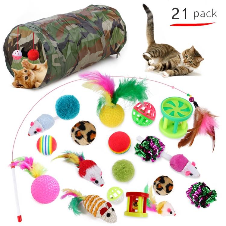 Pet cat toy set, cat teaser stick, plush mouse combination toy