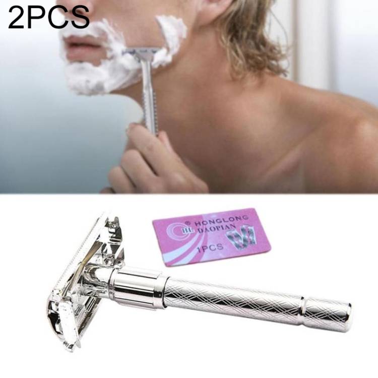 2 pieces for sale Adjustable Safety Classic Stainless Steel Shaver Men’s Safety Double Edge Blade Shaver