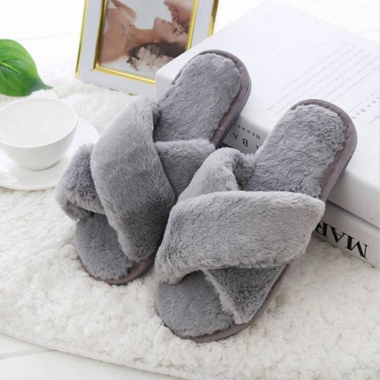Cross warm plush women&#039;s slippers