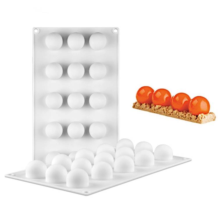 French Dessert 15 Ball Cake Mold Mousse Silicone Creative DIY Baking Mold White (29.7 x 17.5 x 3cm)