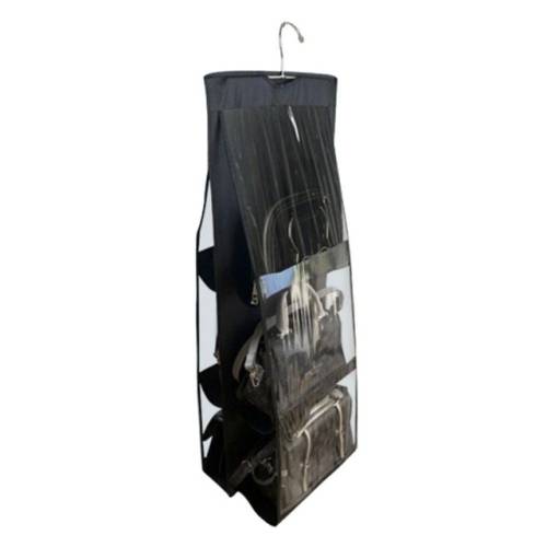 6 Pockets 3 Layers Foldable Hanging Bag Shelf Bag Purse Handbag Organizer(Black)