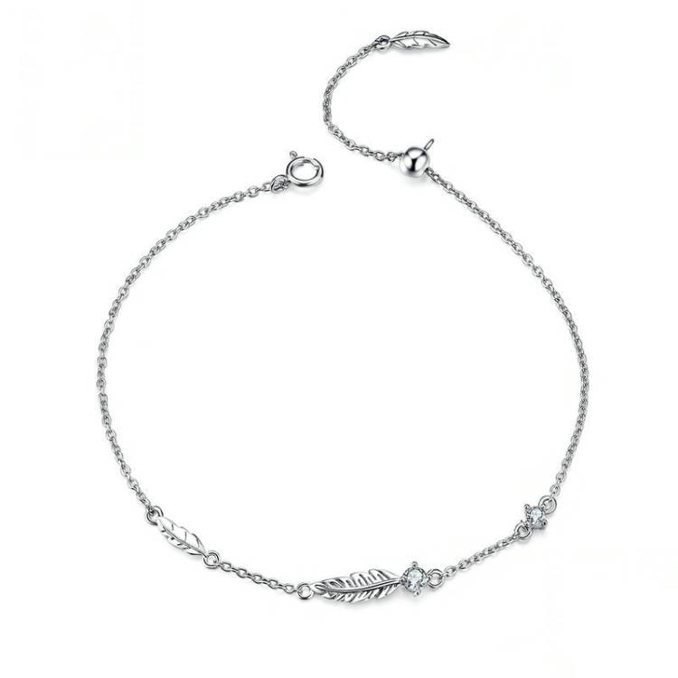 Feather Bracelet S925 Sterling Silver Women&#039;s Bracelet