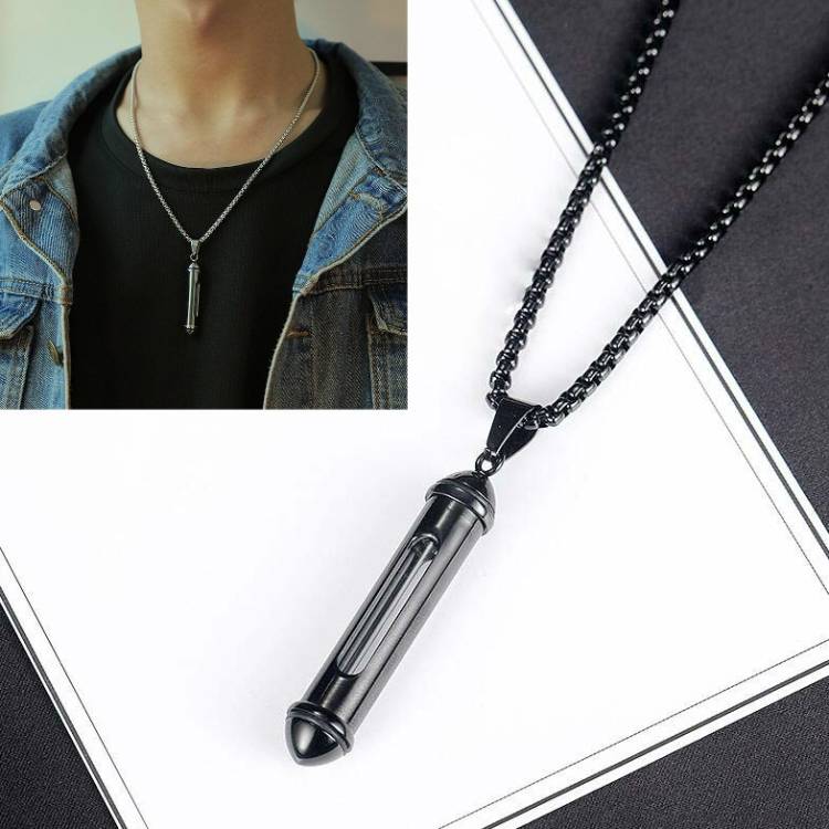 OPK 1573 Men&#039;s Classic Column Can Open perfume Bottle Pendant Necklace