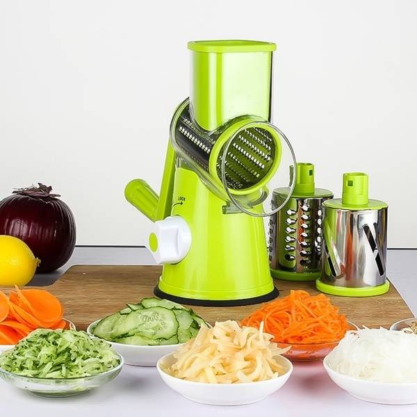 Multi functional manual fruit and vegetable slicer, carrot and potato slicer, stainless steel blade salad shredder, color random sending