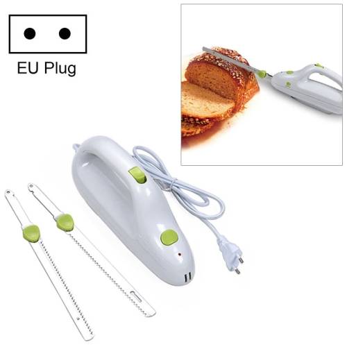 The Stainless Steel Knife Blade Bread Cutting Machine Handheld Toast Cutter Mini Electric Frozen Meat Slicer EU Plug(Green+White)