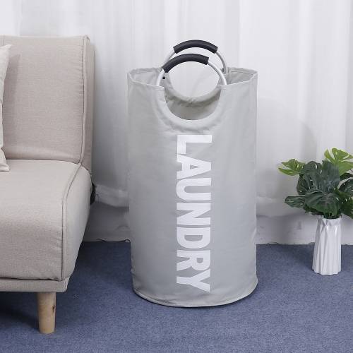 Portable Waterproof Hamper Dirty Clothes Large Collapsible Washing Laundry Basket Bag(Light Grey)