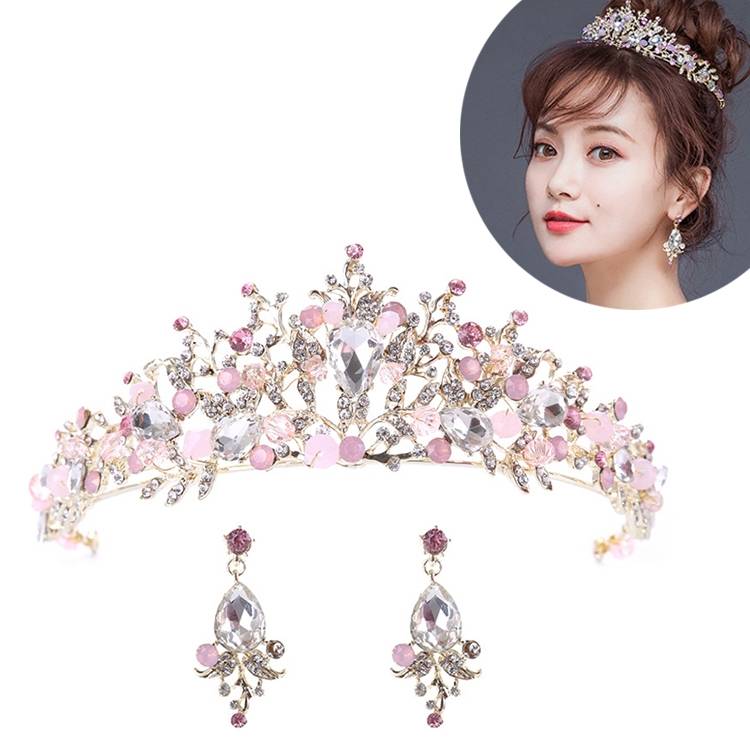 Pearl Bride Crown Handmade Headwear Bride Hair Hoops Crystal Wedding Dress Crown Wedding Hair Accessories